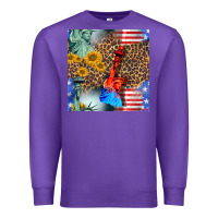 Purple statue of liberty american flag Premium Sweatshirt - BundleAndBundleShop