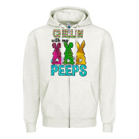 Oatmeal Heather Chillin with my peeps Ester Day Zipper Hoodie - Neo Western