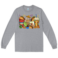 Heather Grey tacos coffee cups Long Sleeve Tee - Zillion Design Studio