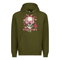 Army Green valentine's day skull Premium Hoodie - MaliasSmallBusiness