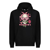 Black valentine's day skull Premium Hoodie - MaliasSmallBusiness