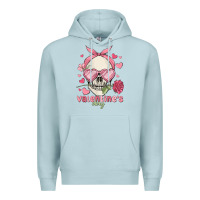 Blue Mist valentine's day skull Premium Hoodie - MaliasSmallBusiness