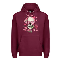 Burgundy valentine's day skull Premium Hoodie - MaliasSmallBusiness