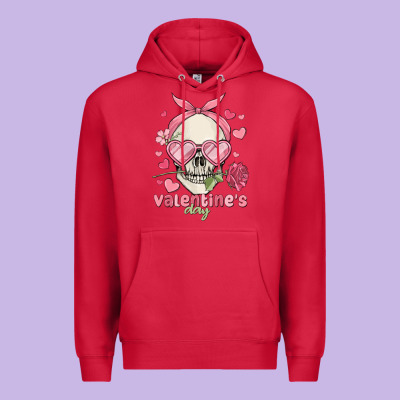 Valentine's Day Skull Premium Hoodie Designed By Maliassmallbusiness