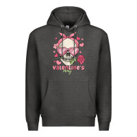 Charcoal Heather valentine's day skull Premium Hoodie - MaliasSmallBusiness
