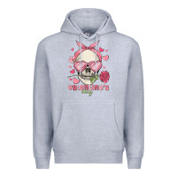 Heather Grey valentine's day skull Premium Hoodie - MaliasSmallBusiness