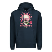 Navy valentine's day skull Premium Hoodie - MaliasSmallBusiness