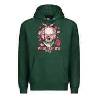 Sports Green valentine's day skull Premium Hoodie - MaliasSmallBusiness