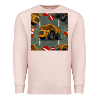 Pale Pink dump truck seamles pattern Premium Sweatshirt - BundleAndBundleShop