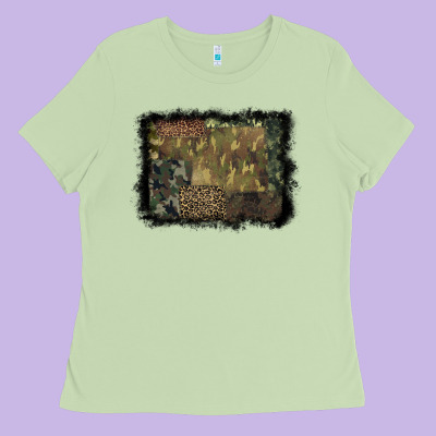 Camouflage Leopard Background Ladies Tee Designed By Barkaloodesign
