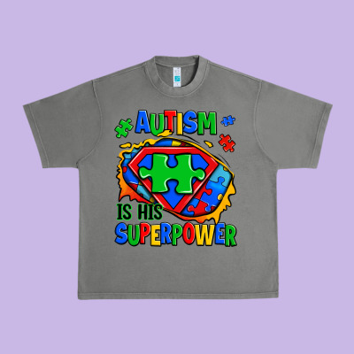 Autism Is His Superpower Ripped Urban Heavy Tee Designed By Zillion Design Studio