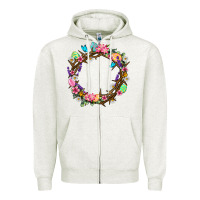 Oatmeal Heather Crown of thorns Easter Day Zipper Hoodie - Neo Western