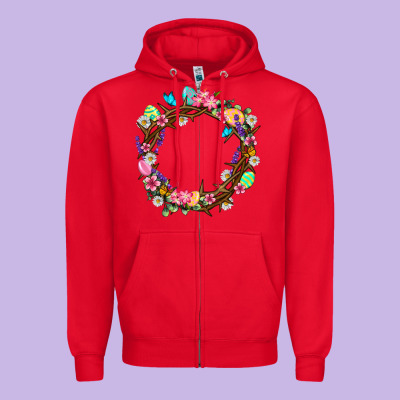 Crown Of Thorns Easter Day Zipper Hoodie Designed By Neo Western