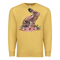Antique Gold bunny with blossom flower Premium Sweatshirt - Artiststas
