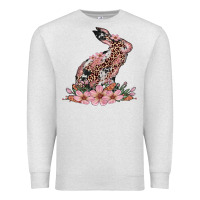 Oatmeal Heather bunny with blossom flower Premium Sweatshirt - Artiststas