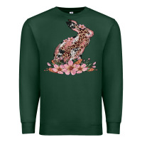 Sports Green bunny with blossom flower Premium Sweatshirt - Artiststas