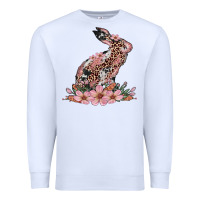 White bunny with blossom flower Premium Sweatshirt - Artiststas