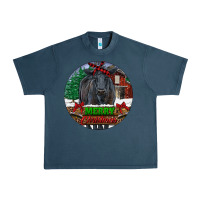 Midnight Navy Black Angus Cattle Merry Christmas Urban Heavy Tee - RanaPortraitStore