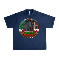 Navy Black Angus Cattle Merry Christmas Urban Heavy Tee - RanaPortraitStore