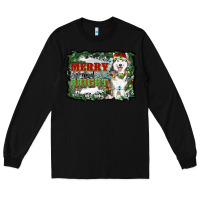 Black merry and bright husky farm  background Long Sleeve Tee - RanaPortraitStore
