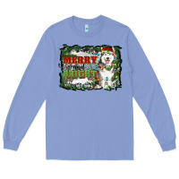 Colony Blue merry and bright husky farm  background Long Sleeve Tee - RanaPortraitStore