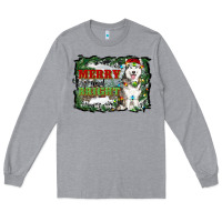 Heather Grey merry and bright husky farm  background Long Sleeve Tee - RanaPortraitStore