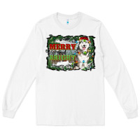 White merry and bright husky farm  background Long Sleeve Tee - RanaPortraitStore