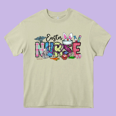 Easter Nurse Heavy Core Tee Designed By Cowhidedigitalart