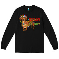 Black merry and bright dachshund Long Sleeve Tee - RanaPortraitStore