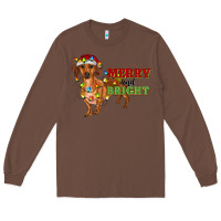 Chestnut merry and bright dachshund Long Sleeve Tee - RanaPortraitStore