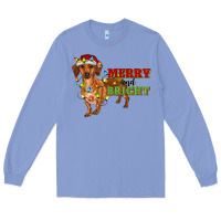 Colony Blue merry and bright dachshund Long Sleeve Tee - RanaPortraitStore