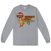 Heather Grey merry and bright dachshund Long Sleeve Tee - RanaPortraitStore