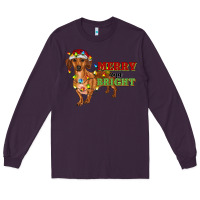 Plum merry and bright dachshund Long Sleeve Tee - RanaPortraitStore