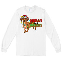 White merry and bright dachshund Long Sleeve Tee - RanaPortraitStore