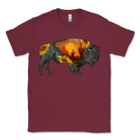 Burgundy sunflower bison Classic Tee - RanaPortraitStore