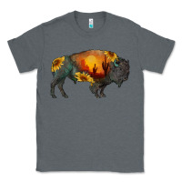 Charcoal Heather sunflower bison Classic Tee - RanaPortraitStore