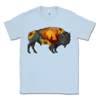 Dusty Blue sunflower bison Classic Tee - RanaPortraitStore