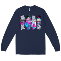 Navy hippopotamus coffee cups Long Sleeve Tee - Zillion Design Studio