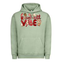 Pigment Oil Green baseball vibes Urban Hoodie - MaliasSmallBusiness