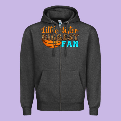 Little Sister Biggest Fan Zipper Hoodie Designed By Hra Design Shop