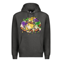 Charcoal Heather mardi gras king cake Premium Hoodie - MaliasSmallBusiness