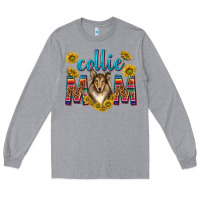 Heather Grey western collie mom Long Sleeve Tee - texasbilliewilder