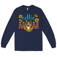 Navy western collie mom Long Sleeve Tee - texasbilliewilder