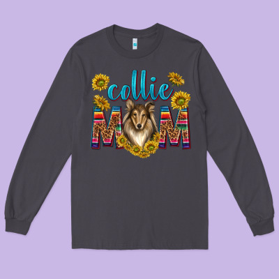 Western Collie Mom Long Sleeve Tee Designed By Texasbilliewilder