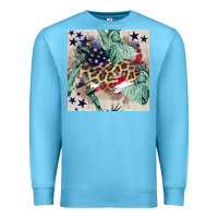 Ocean Blue statue of liberty leopard Premium Sweatshirt - BundleAndBundleShop