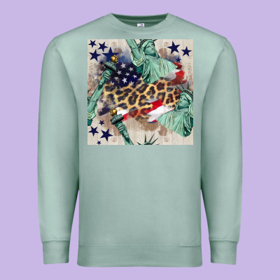 Statue Of Liberty Leopard Premium Sweatshirt Designed By Bundleandbundleshop