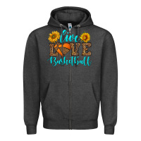 Charcoal Heather live love basketball Zipper Hoodie - HRA Design Shop