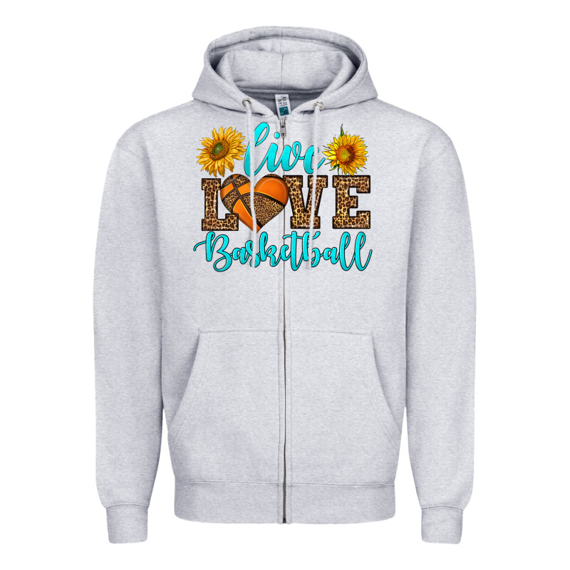Live Love Basketball Zipper Hoodie by HRA Design Shop | Teevron