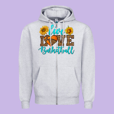 Live Love Basketball Zipper Hoodie Designed By Hra Design Shop