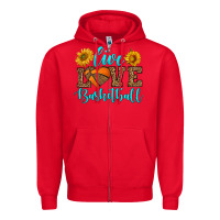 Red live love basketball Zipper Hoodie - HRA Design Shop